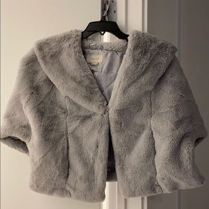 BHLDN Grey Fake Fur Shawl- Never Worn!
